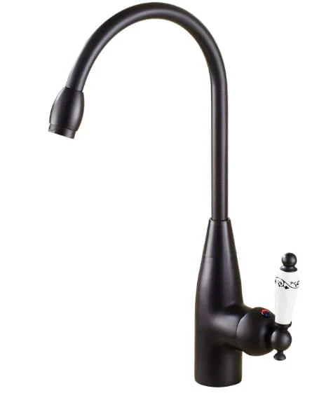 Vòi chậu nóng lạnh đồng thau màu đen Haduvico VR009