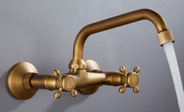 Vòi chậu nóng lạnh gắn tường đồng thau Haduvico VR016M