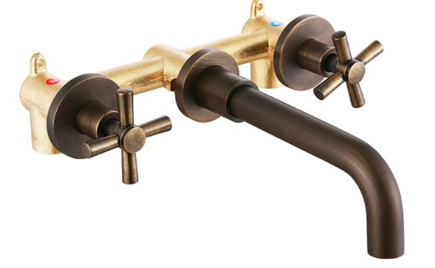 Vòi chậu nóng lạnh gắn tường đồng thau Haduvico VR017