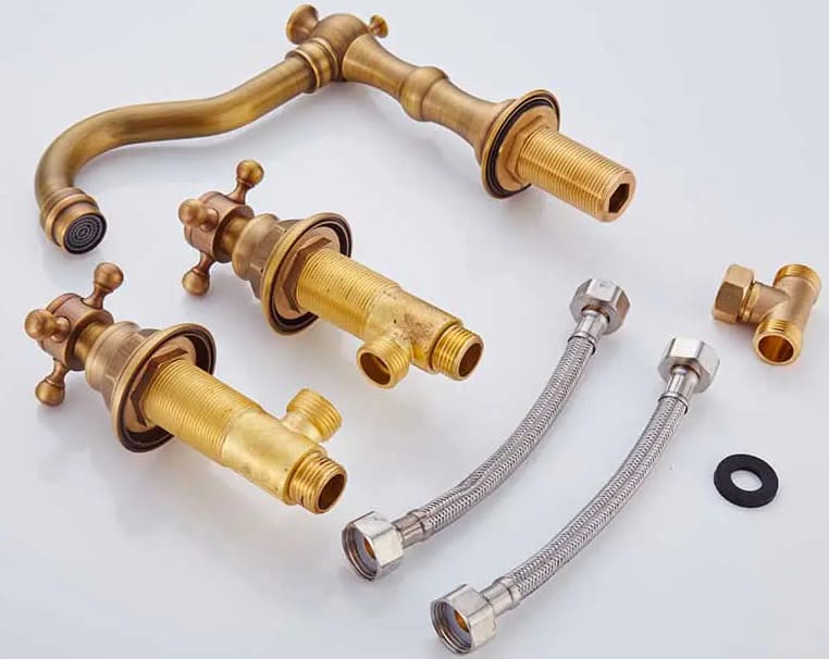 Vòi chậu nóng lạnh 3 lỗ đồng thau Haduvico VR034