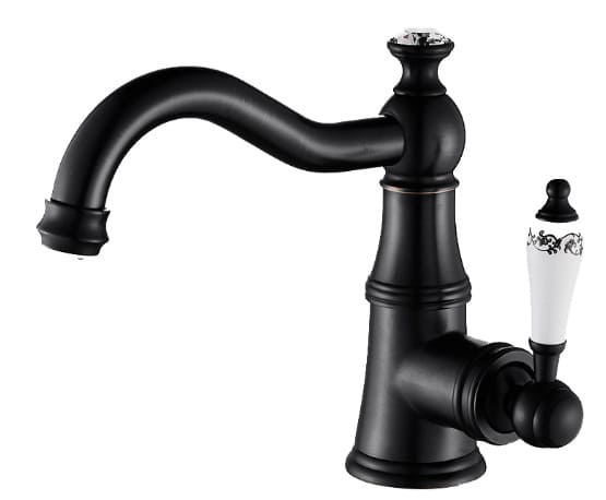 Vòi chậu nóng lạnh đồng thau màu đen Haduvico VR055