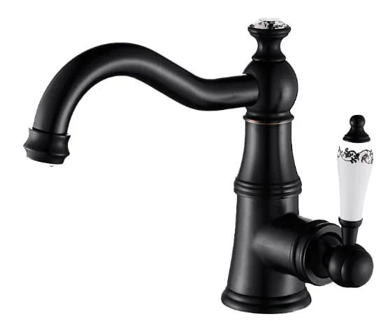 Vòi chậu nóng lạnh đồng thau màu đen Haduvico VR055