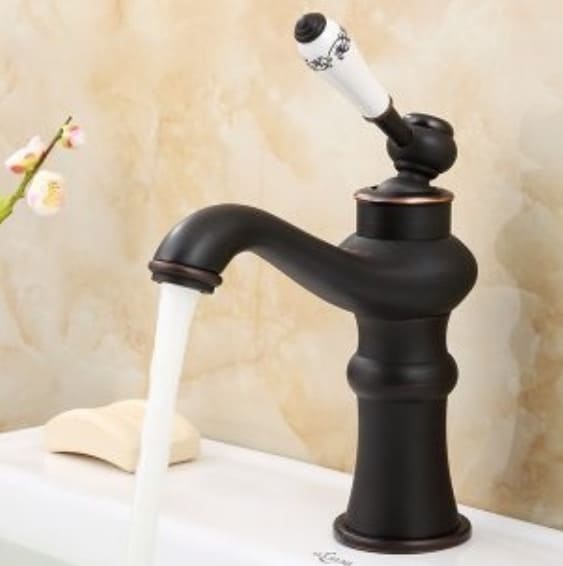 Vòi chậu nóng lạnh đồng thau màu đen Haduvico VR056