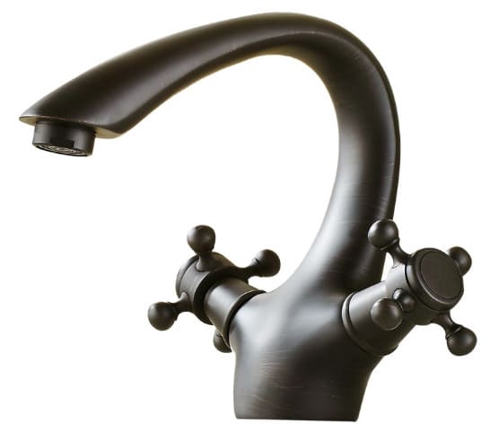 Vòi chậu nóng lạnh đồng thau màu đen Haduvico VR060