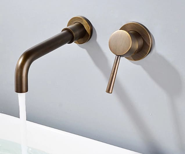 Vòi chậu nóng lạnh gắn tường đồng thau Haduvico VR077