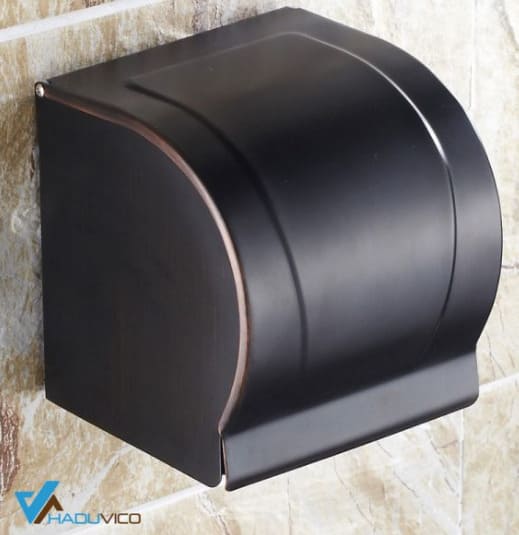 Hộp đựng giấy vệ sinh bằng đồng màu đen Haduvico PK058