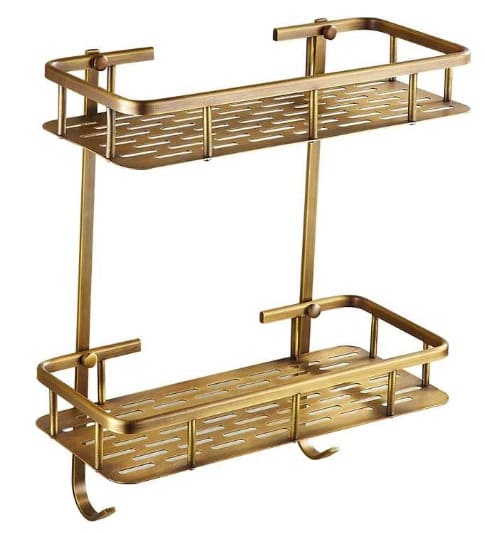 Kệ để đồ 2 tầng phòng tắm bằng đồng Haduvico PK122