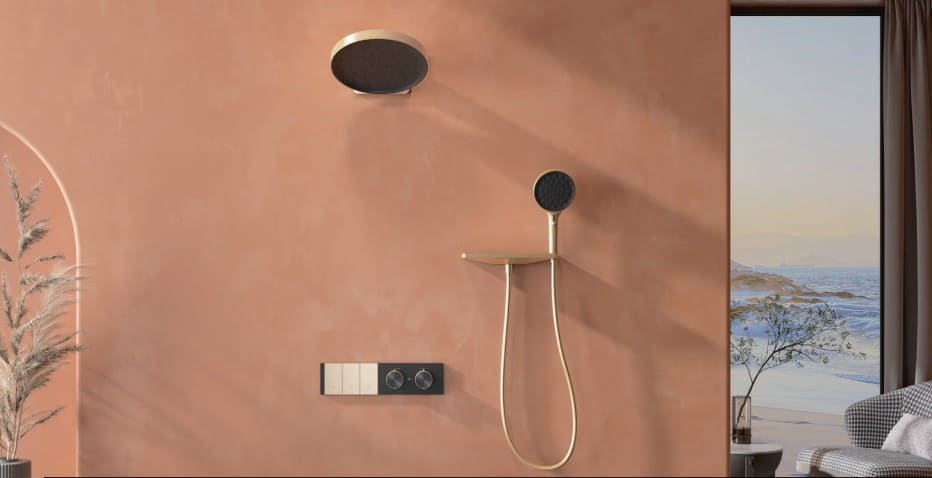 Sen tắm nóng lạnh âm trần đen vàng Aquatiz T3063-G