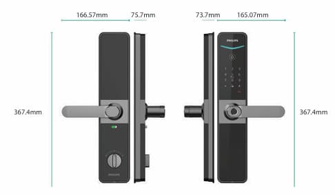 Bản vẽ kỹ thuật khóa cửa thông minh PHILIPS DDL610-5HBS