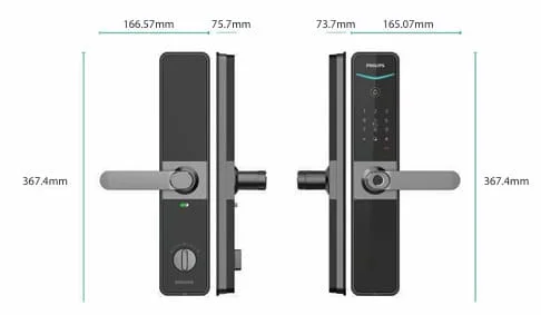 Bản vẽ kỹ thuật khóa cửa thông minh PHILIPS DDL610-5HBS