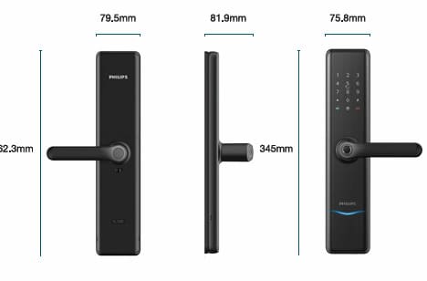 Bản vẽ kỹ thuật Khóa Cửa Thông Minh PHILIPS 7300