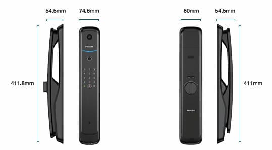 Bản vẽ kỹ thuật Khóa Cửa Thông Minh PHILIPS DDL702-1HWS