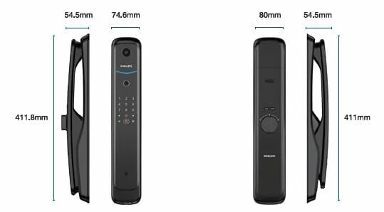 Bản vẽ kỹ thuật Khóa Cửa Thông Minh PHILIPS DDL702-1HWS