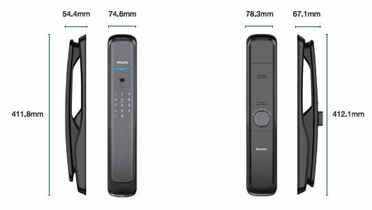 Bản vẽ kỹ thuật Khóa Cửa Thông Minh PHILIPS DDL702-5HWS