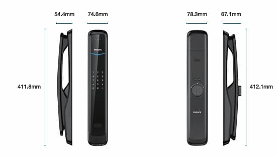 Bản vẽ kỹ thuật Khóa Cửa Thông Minh PHILIPS DDL702-8HWS 