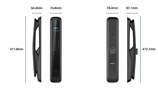 Bản vẽ kỹ thuật Khóa Cửa Thông Minh PHILIPS DDL702-8HWS 