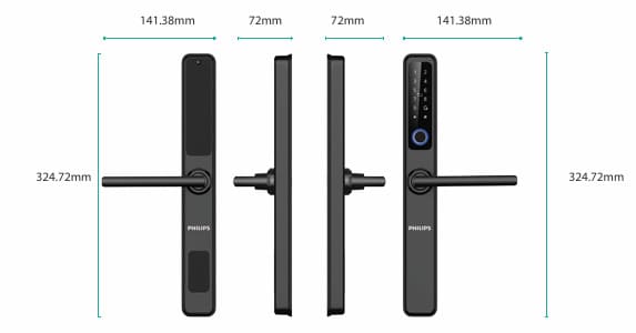 Bản vẽ kỹ thuật Khóa Cửa Thông Minh PHILIPS DDL608-5HWS 