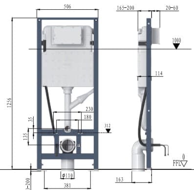 Két nước bồn cầu âm tường Aquatiz G3004