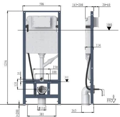 Két nước bồn cầu âm tường Aquatiz G3004