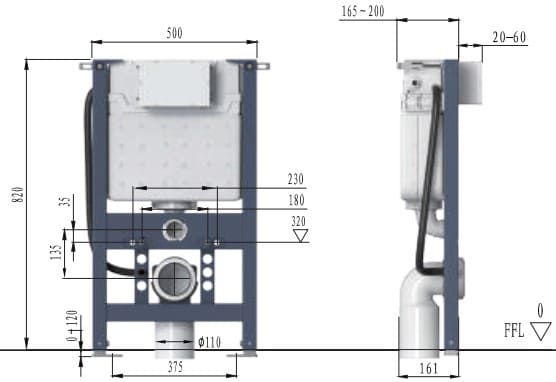Két nước bồn cầu âm tường Aquatiz G3005