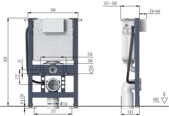 Két nước bồn cầu âm tường Aquatiz G3005