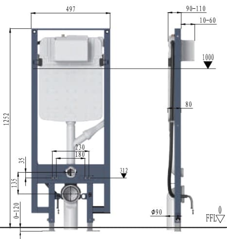 Két nước bồn cầu âm tường Aquatiz G3008