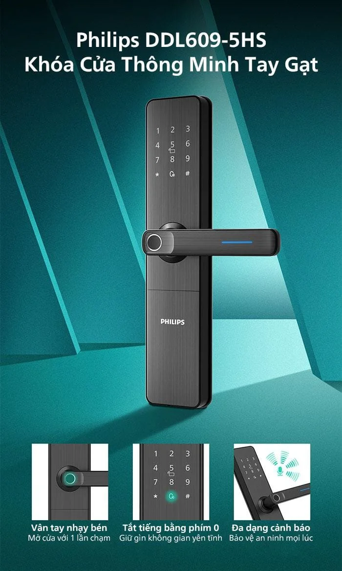 Khóa Cửa Thông Minh PHILIPS DDL609-5HS