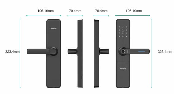 Bản vẽ kỹ thuật Khóa Cửa Thông Minh PHILIPS DDL609-5HS