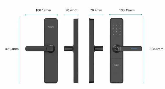 Bản vẽ kỹ thuật Khóa Cửa Thông Minh PHILIPS DDL609-5HS