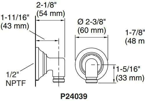 Bản vẽ cổ nối sen tắm Kallista P24039-00-CP