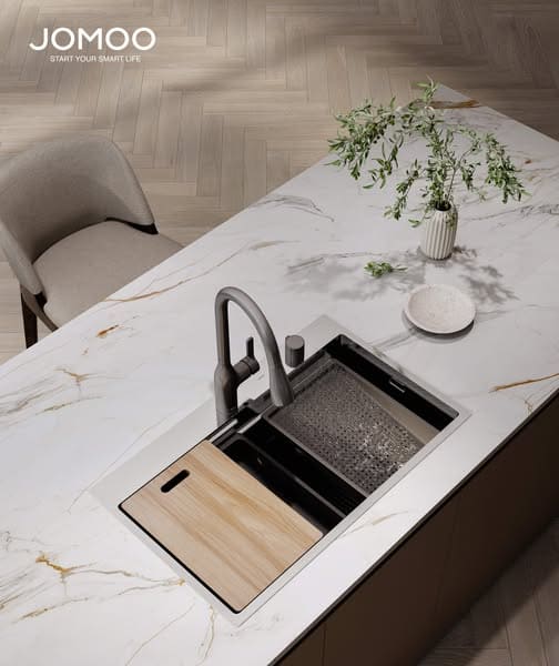 Vòi rửa bát Jomoo tại chung cư hiện đại khuSài Đồng, Việt Hưng