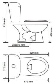 Bản vẽ bồn vệ sinh 2 khối Primier P13-001-WH Thái Lan