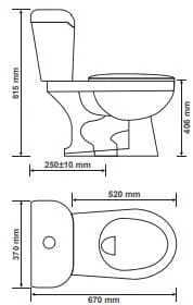 Bản vẽ bồn vệ sinh 2 khối Primier P13-001-WH Thái Lan