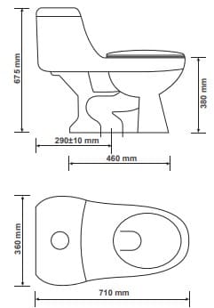 Bản vẽ bồn vệ sinh 1 khối Primier P11-001-WH Thái Lan