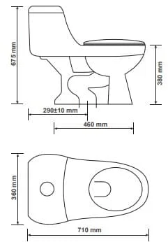Bản vẽ bồn vệ sinh 1 khối Primier P11-001-WH Thái Lan