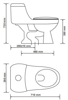 Bản vẽ bồn vệ sinh 1 khối Primier P11-003-WH Thái Lan