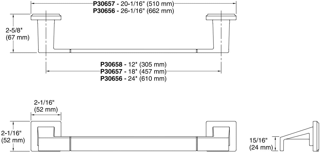 Bản vẽ giá khăn đơn Kallista P30657