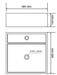 Bản vẽ chậu rửa mặt bàn đá Premier P02-002-WH