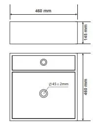 Bản vẽ chậu rửa mặt bàn đá Premier P02-002-WH