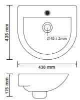 Bản vẽ chậu rửa mặt treo tường Premier P05-001-WH