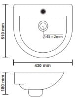Bản vẽ chậu rửa mặt treo tường Premier P05-002-WH