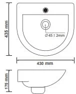 Bản vẽ chậu rửa mặt treo tường Premier P05-003-WH