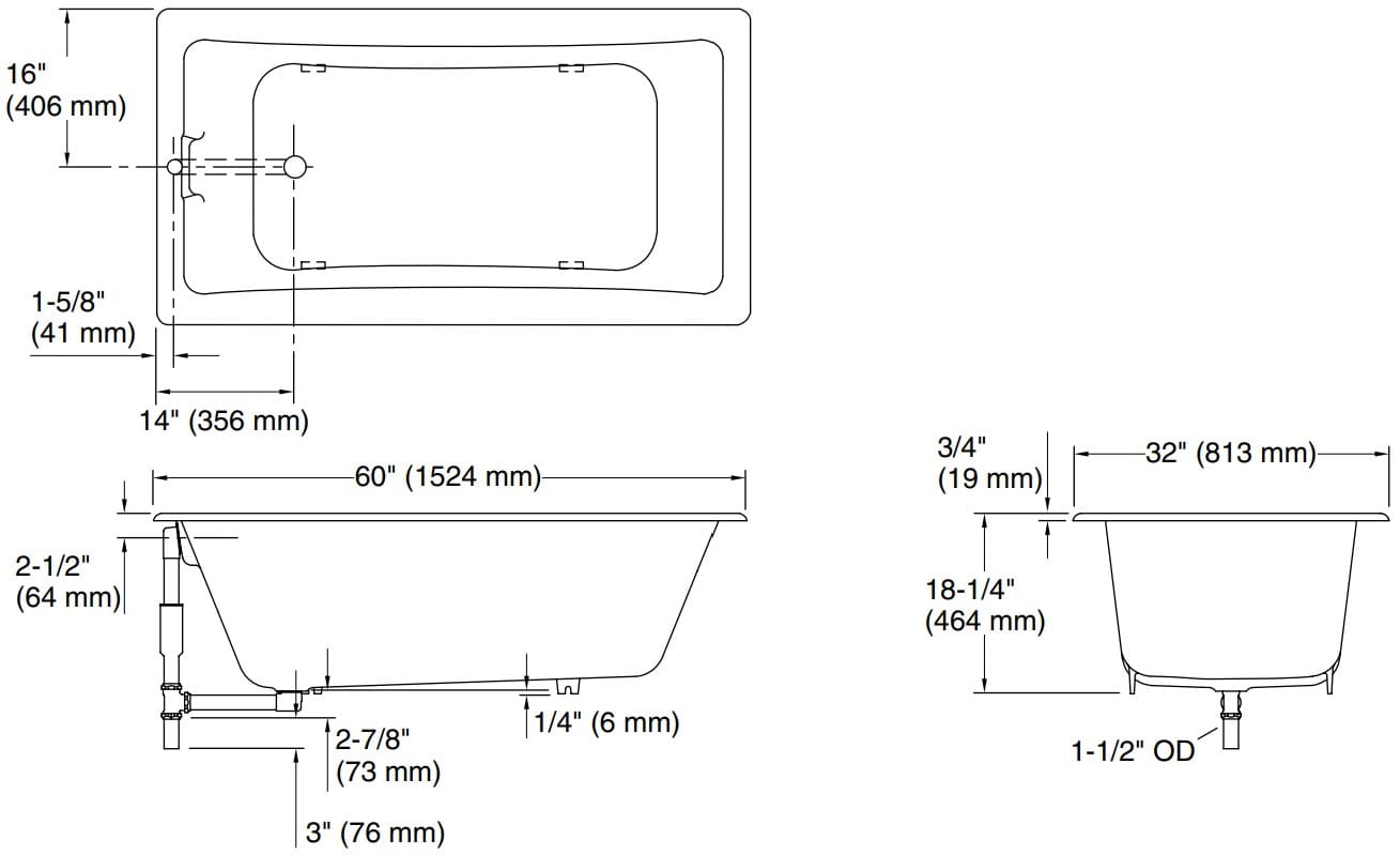 Bản vẽ bồn tắm Kallista P50014-BA-0