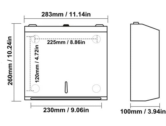Bản vẽ kỹ thuật hộp đựng giấy lau tay mạ màu đen Miken MK-A724B