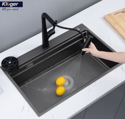 Chậu rửa bát 1 hố màu đen Kluger KWF8161FB-S76