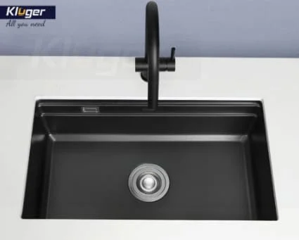 Chậu rửa bát 1 hố màu đen Kluger KWU8161FB-S76 PLU