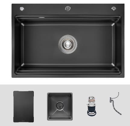 Chậu rửa bát 1 hố màu đen Kluger KWF8161FB-S76 PLUS