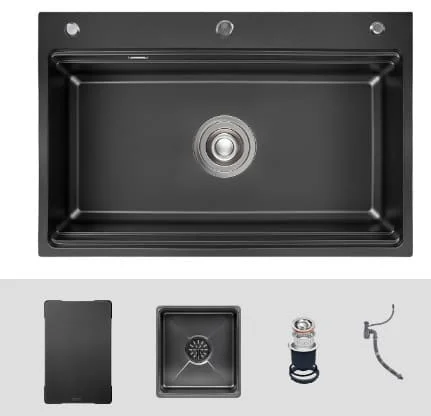 Chậu rửa bát 1 hố màu đen Kluger KWF8161FB-S76 PLUS