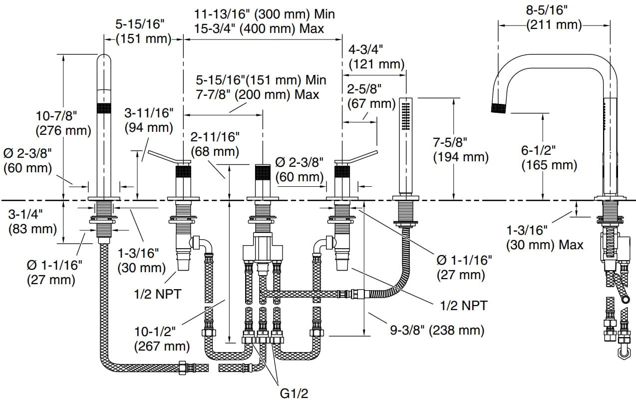 Bản vẽ sen bồn tắm Kallista P32831-00-CP