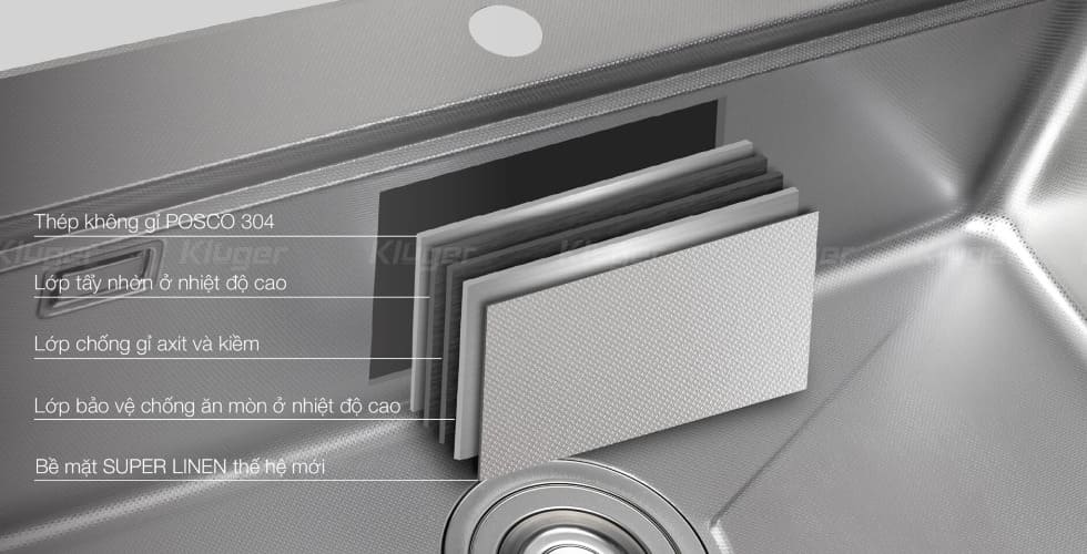 Chậu rửa bát 1 hố Kluger KH8048SL-S80 PLUS